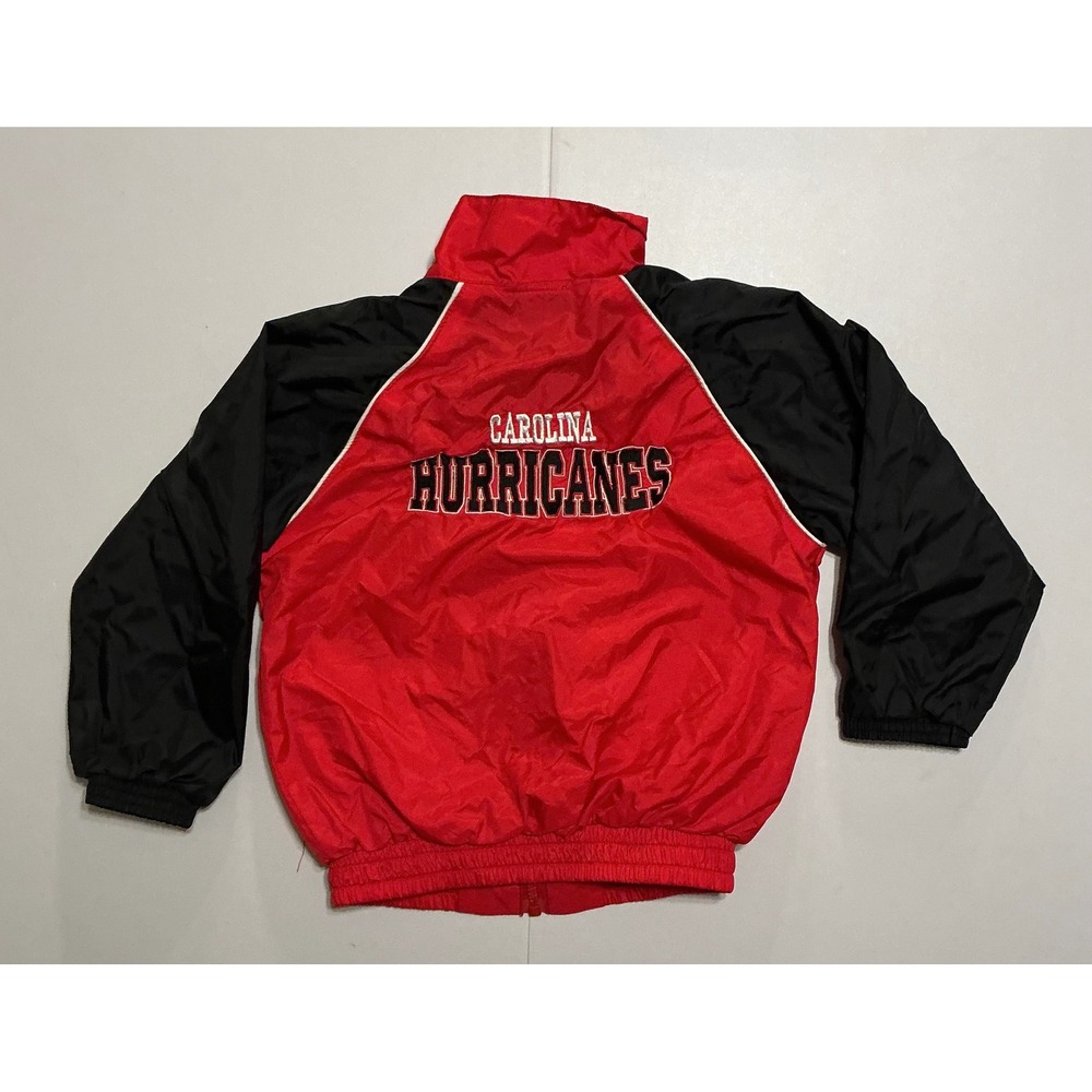 VTG Y2K Carolina Hurricanes Windbreaker Track Jacket Kids 4T NHL Red Black